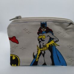 Handmade zipper coin purse made with Batgirl fabric