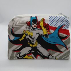 Handmade zipper coin purse made with Batgirl fabric