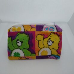 Handmade zipper coin purse made with Care Bears fabric
