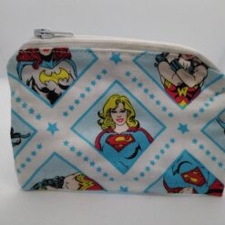 Handmade zipper coin purse made with Supergirl fabric