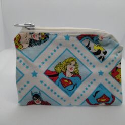 Handmade zipper coin purse made with Supergirl fabric