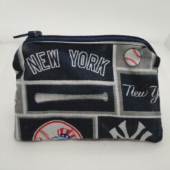 Handmade zipper coin purse made with Yankees fabric