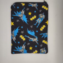 Handmade small zipper bag made with Batman fabric