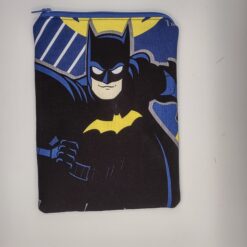 Handmade small zipper bag made with Batman fabric