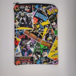 Handmade small zipper bag made with Batman fabric