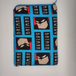 Handmade small zipper bag made with Batman fabric