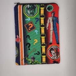 Handmade small zipper bag made with Batman fabric