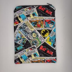 Handmade small zipper bag made with Batman fabric