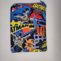 Handmade small zipper bag made with Batman fabric