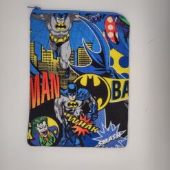 Handmade small zipper bag made with Batman fabric