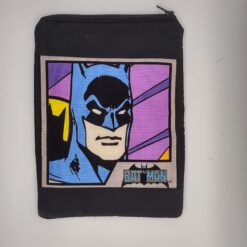 Handmade small zipper bag made with Batman fabric