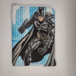 Handmade small zipper bag made with Batman fabric