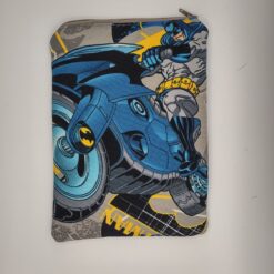 Handmade small zipper bag made with Batman fabric