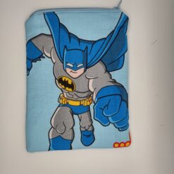 Handmade small zipper bag made with Batman fabric