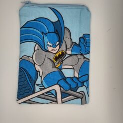 Handmade small zipper bag made with Batman fabric