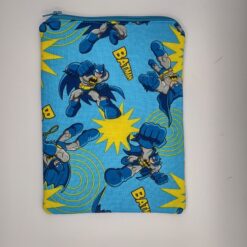 Handmade small zipper bag made with Batman fabric