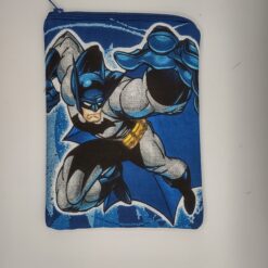 Handmade small zipper bag made with Batman fabric