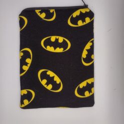 Handmade small zipper bag made with Batman fabric