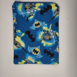 Handmade small zipper bag made with Batman fabric