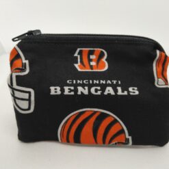 Handmade zipper coin purse made with Cincinnati Bengals fabric