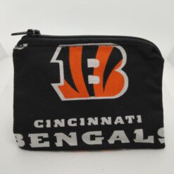 Handmade zipper coin purse made with Cincinnati Bengals fabric