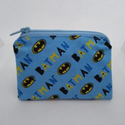 Handmade zipper coin purse made with Batman fabric