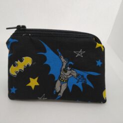 Handmade zipper coin purse made with Batman fabric