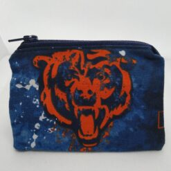 Handmade zipper coin purse made with Chicago Bears fabric