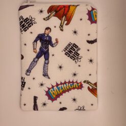 Handmade small zipper bag made with Big Bang Theory fabric