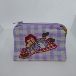 Handmade zipper coin purse made with Raggedy Ann fabric