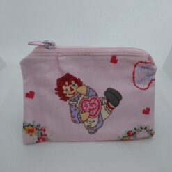 Handmade zipper coin purse made with Raggedy Ann fabric