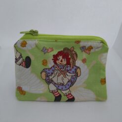Handmade zipper coin purse made with Raggedy Ann fabric