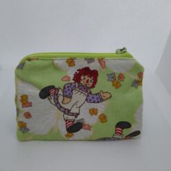 Handmade zipper coin purse made with Raggedy Ann fabric