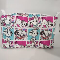 Handmade boxy zipper bag made with 101 Dalmatians fabric