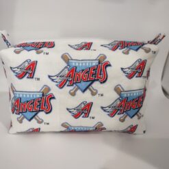 Handmade boxy zipper bag made with Angels fabric