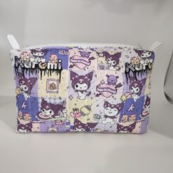 Handmade boxy zipper bag made with Kuromi fabric
