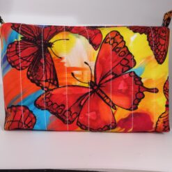 Handmade boxy zipper bag made with Butterfly fabric