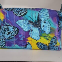 Handmade boxy zipper bag made with Butterfly fabric