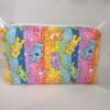 Handmade boxy zipper bag made with Care Bears fabric