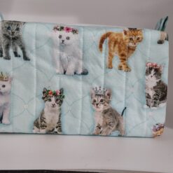 Handmade boxy zipper bag made with Cats fabric