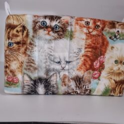 Handmade boxy zipper bag made with Cats fabric
