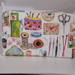Handmade boxy zipper bag made with Sewing fabric