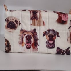 Handmade boxy zipper bag made with Dogs fabric