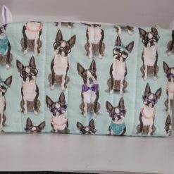 Handmade boxy zipper bag made with Dogs fabric