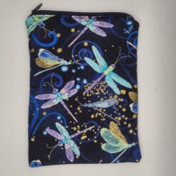 Handmade small zipper bag made with Dragonfly fabric