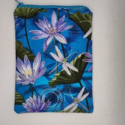 Handmade small zipper bag made with Dragonfly fabric