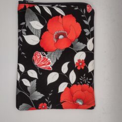 Handmade small zipper bag made with Flowers fabric
