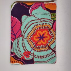 Handmade small zipper bag made with Flowers fabric