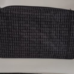 Handmade boxy zipper bag made with Geek fabric