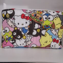 Handmade boxy zipper bag made with Hello Kitty fabric